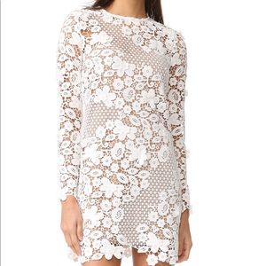 Self Portrait 3D Floral Mini Dress, White, size 0